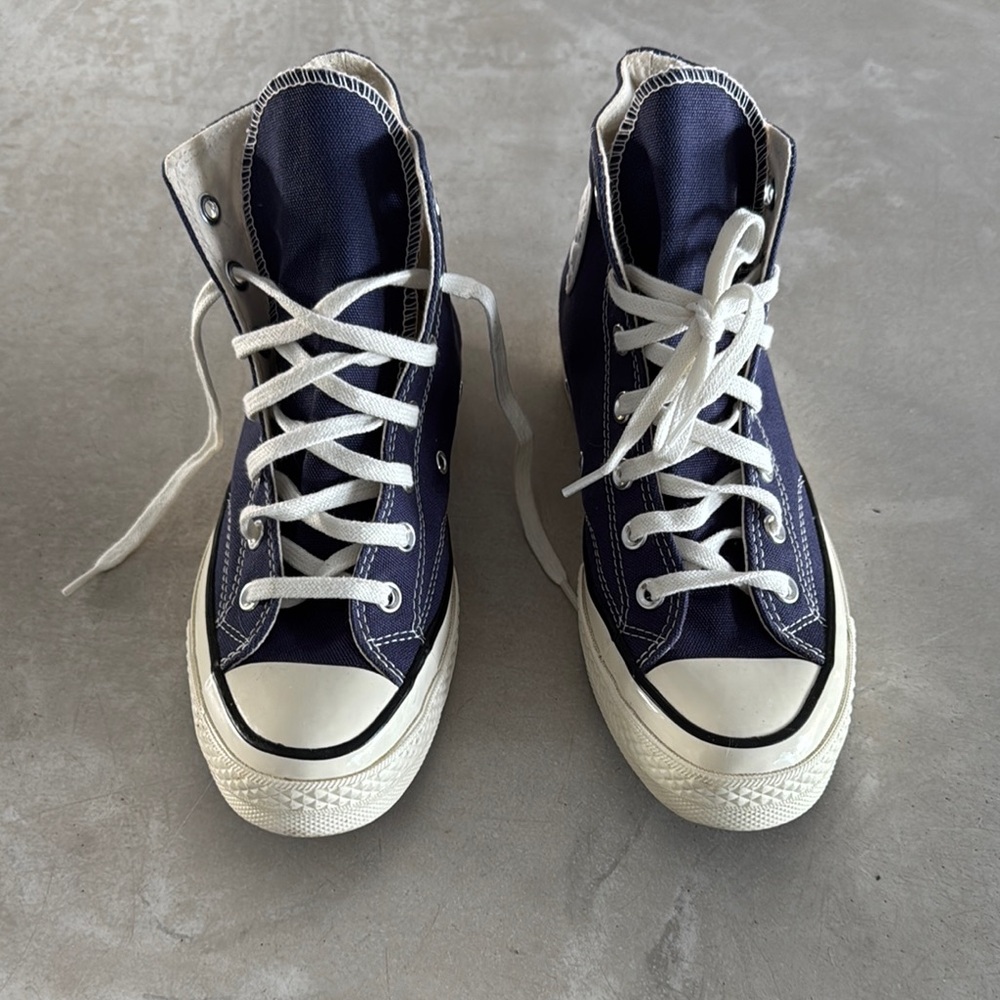 Women’s Navy Converse High-Top Sneakers with White Laces - new